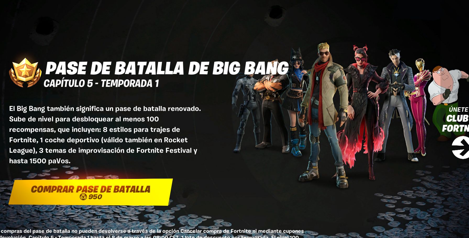  El Pase de Batalla de Fortnite Capítulo 5 - Temporada 1
