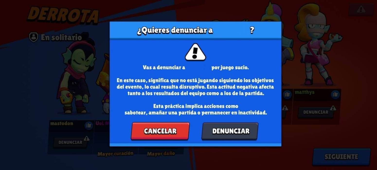  El report de jugadores en Brawl Stars