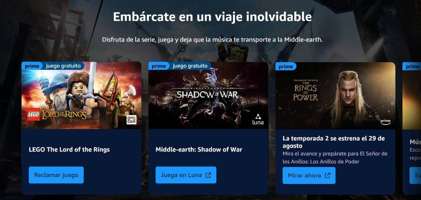  Prime Gaming regala juegos de El Señor de los Anillos por el estreno de Los Anillos de Poder