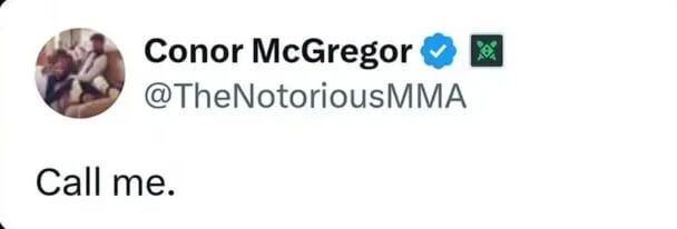  El tweet de Conor McGregor que luego borró en Twitter.