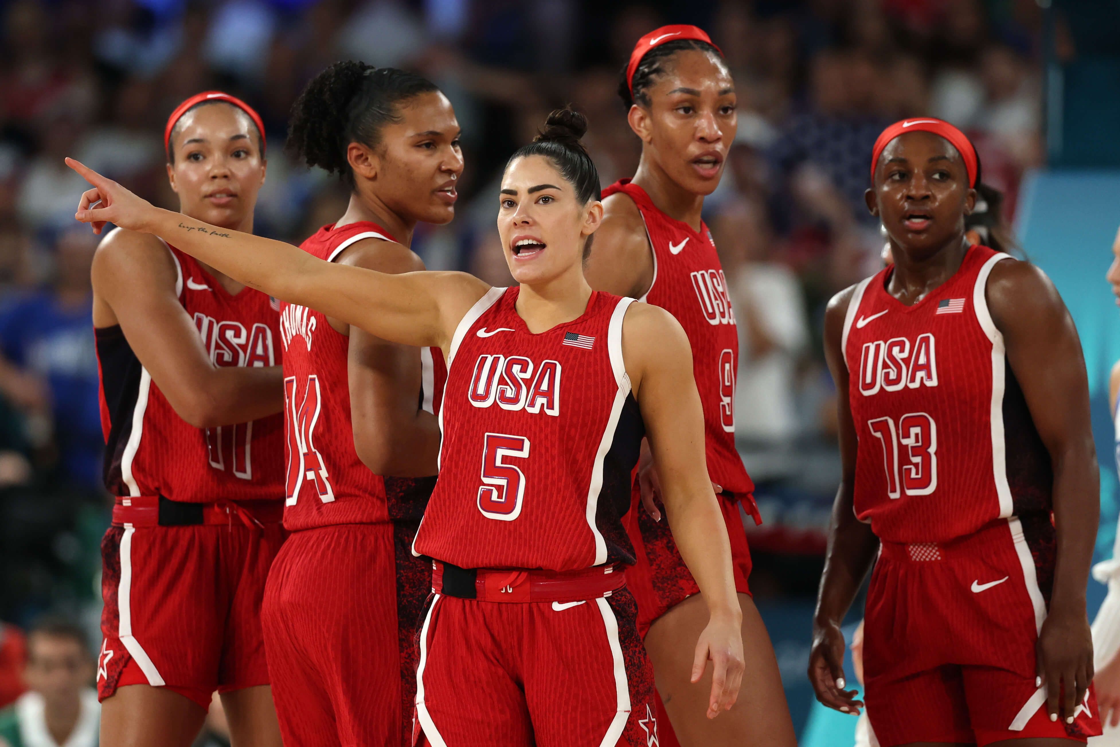 Estados Unidos, en la final de baloncesto femenino ante Francia.