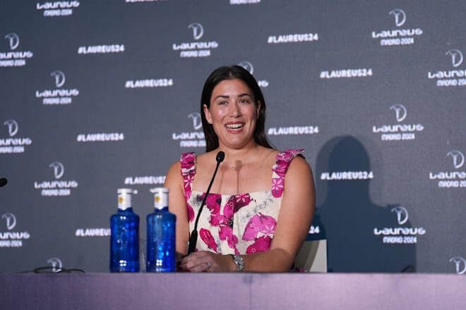  Garbiñe Muguruza durante el anuncio de su retirada