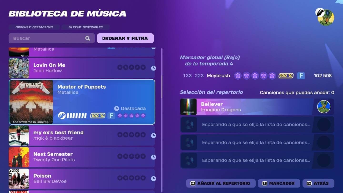 Las canciones de Fortnite Festival, sin marca de tiempo