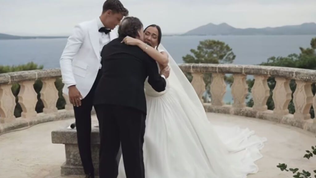  Marcos Llorente, Paddy Noarbe y su padre, Luis, en la boda de la influencer