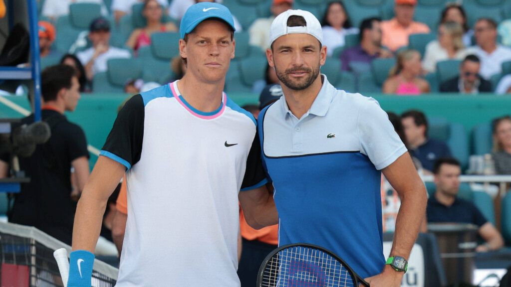  Jannik sinner y Grigor Dimitrov en la final de Miami