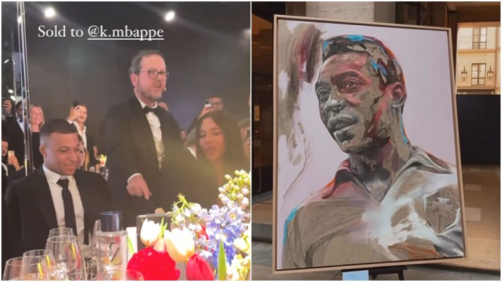 Kylian Mbappé se lleva un cuadro de Pelé en una subasta (Fotos: @kmavie.98)