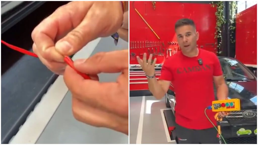 El cableado que utlizó Ángel Gaitán para conectar la consola que hizo explosionar los airbags.