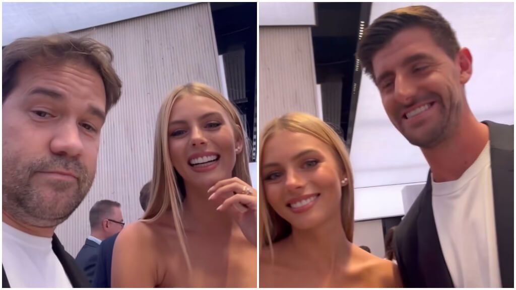  Juan Dávila, junto a Mishel Gerzig y Thibaut Courtois (Capturas de @juandavila__)