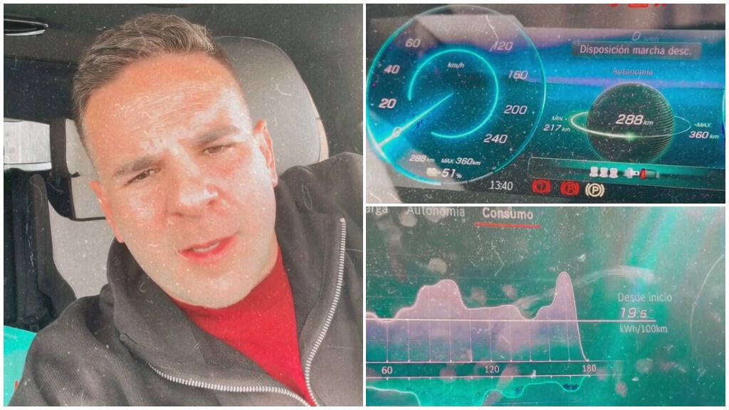  Ángel Gaitán volvió a mostrar las ventajas de su Mercedes eléctrico (captura: ángel Gaitán).