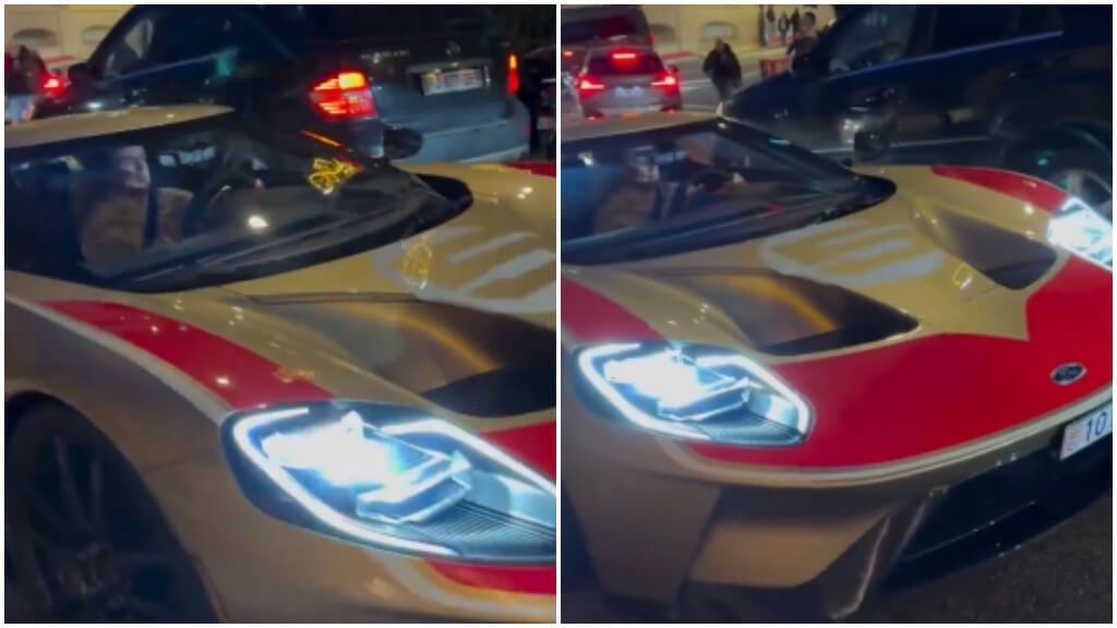 Fernando Alonso paseando en el Ford GT40 Heritage 2022..