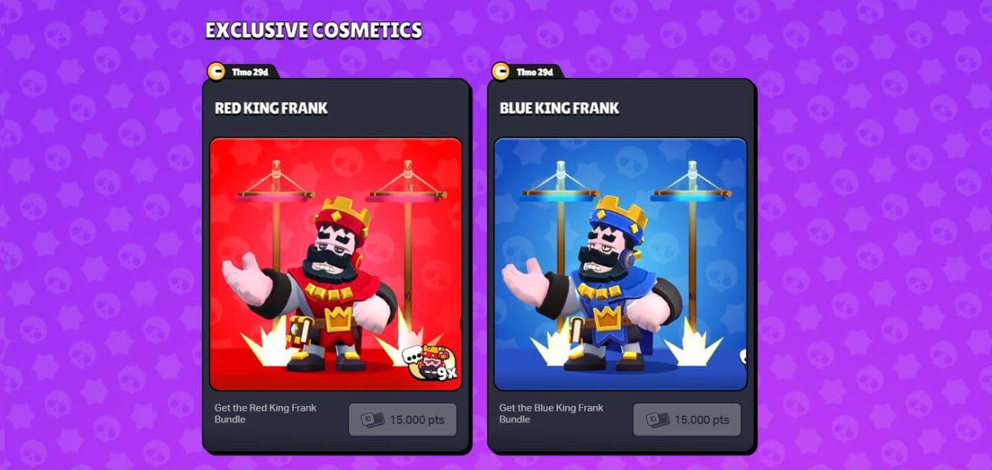 Las skins de Frank Rey Rojo y Frank Rey Azul en Brawl Stars