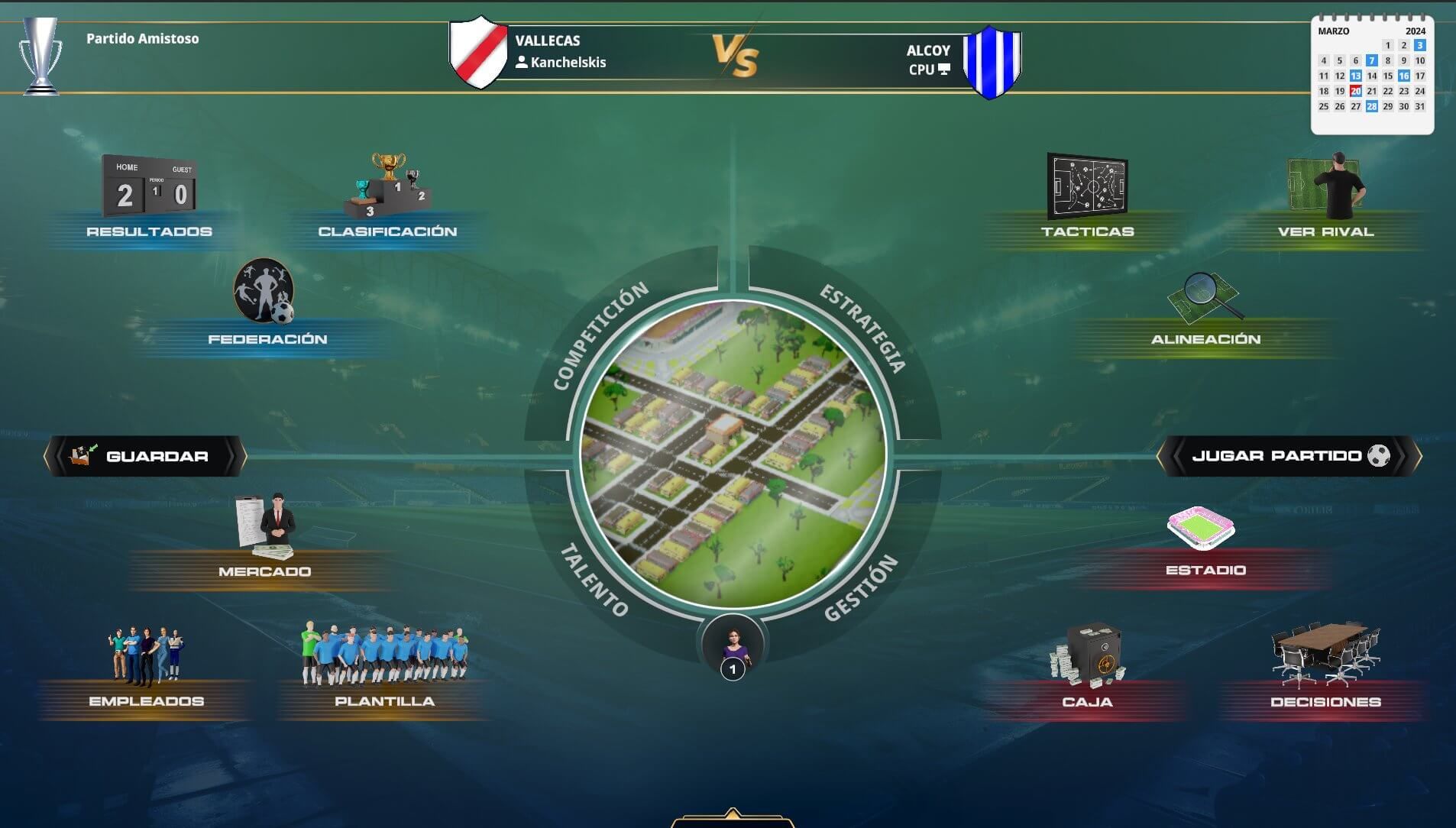  Captura del tráiler de los menús de PC Fútbol 8.