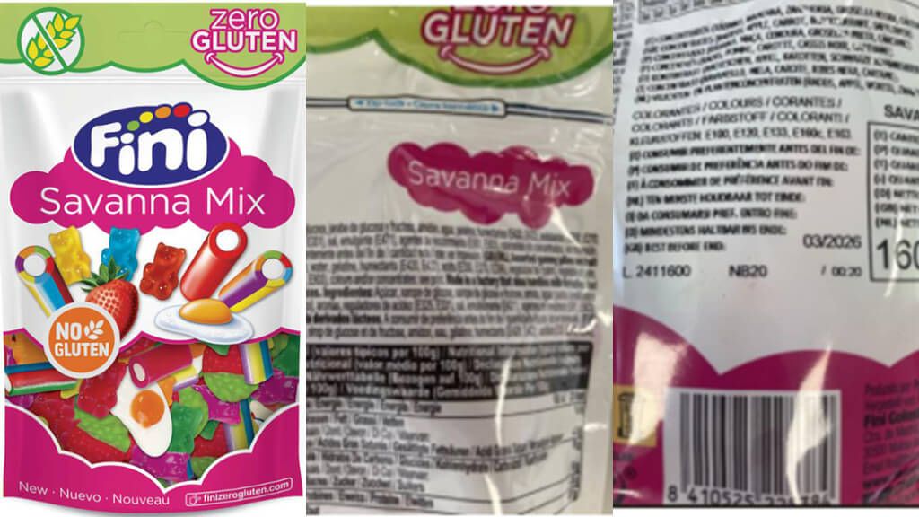 Surtido de golosinas con presencia de gluten