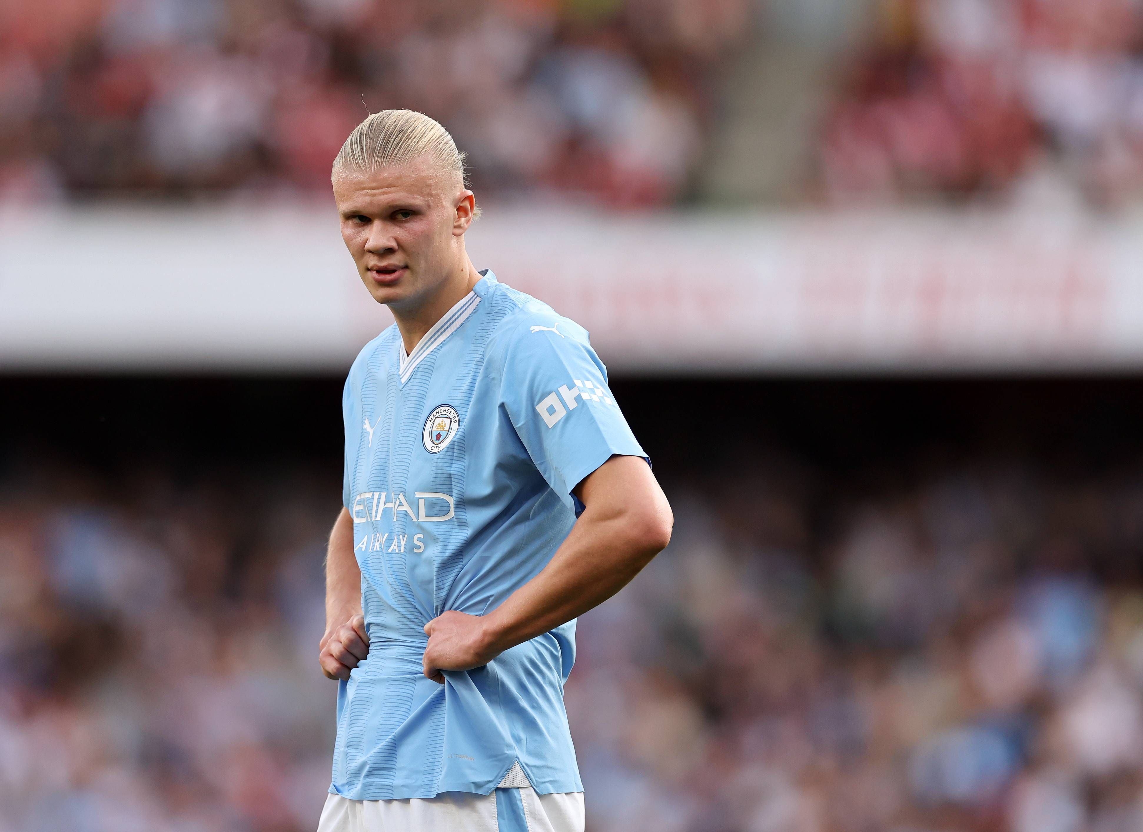 Haaland, durante un partido con el Machester City.