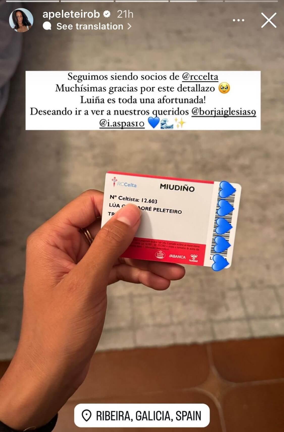 La hija de Ana Peleteiro, socia del Celta