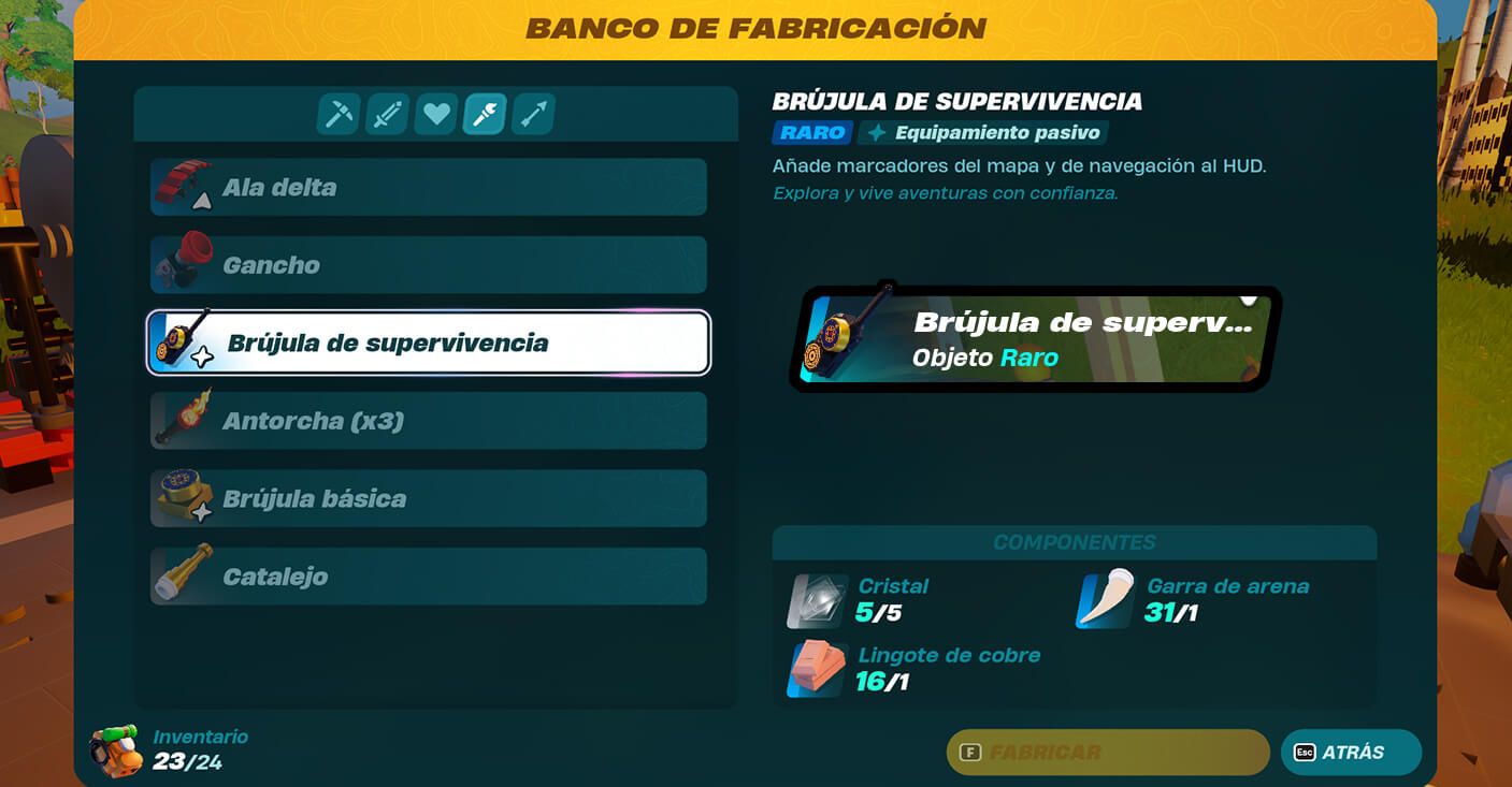  La brújula de Supervivencia en LEGO Fortnite