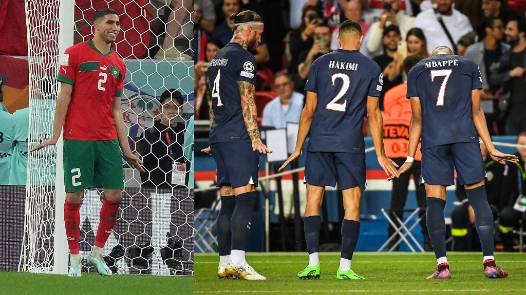  La celebración de Achraf Hakimi.