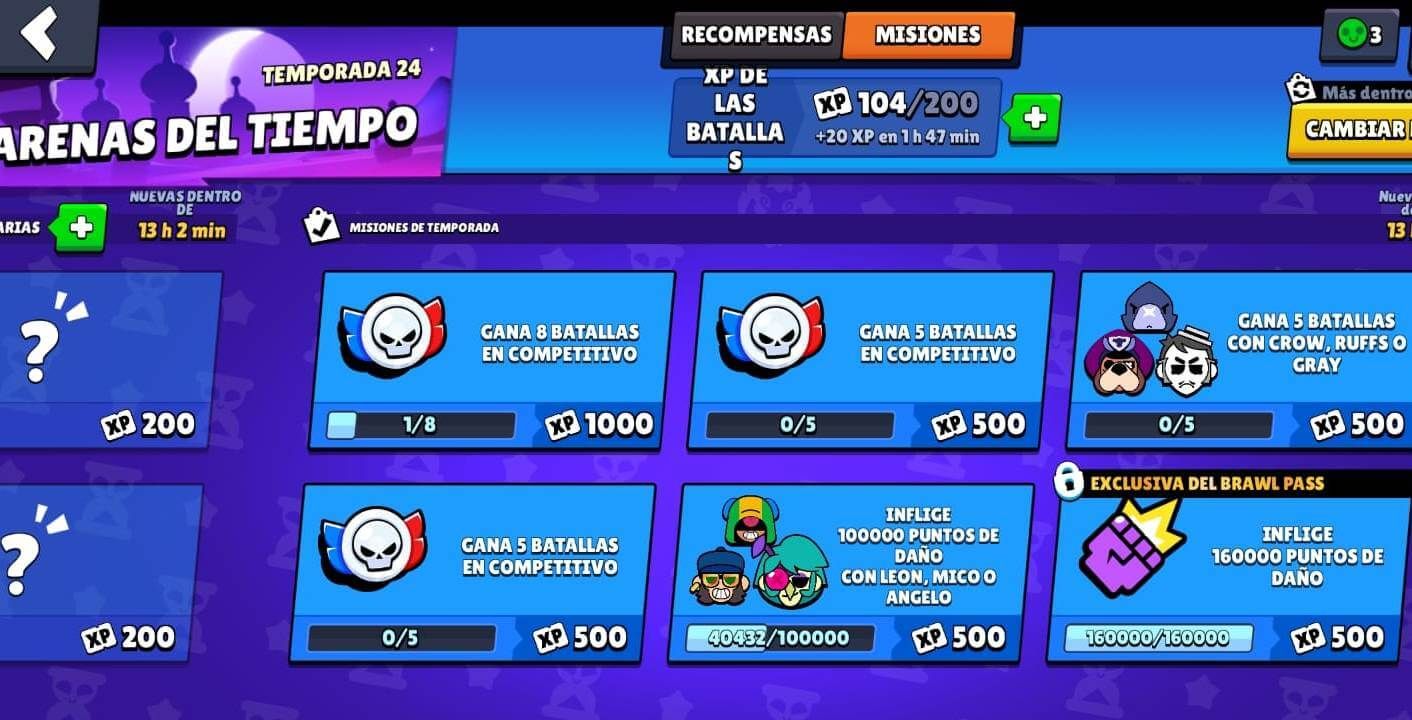  Las misiones de Competitivo en Brawl Stars