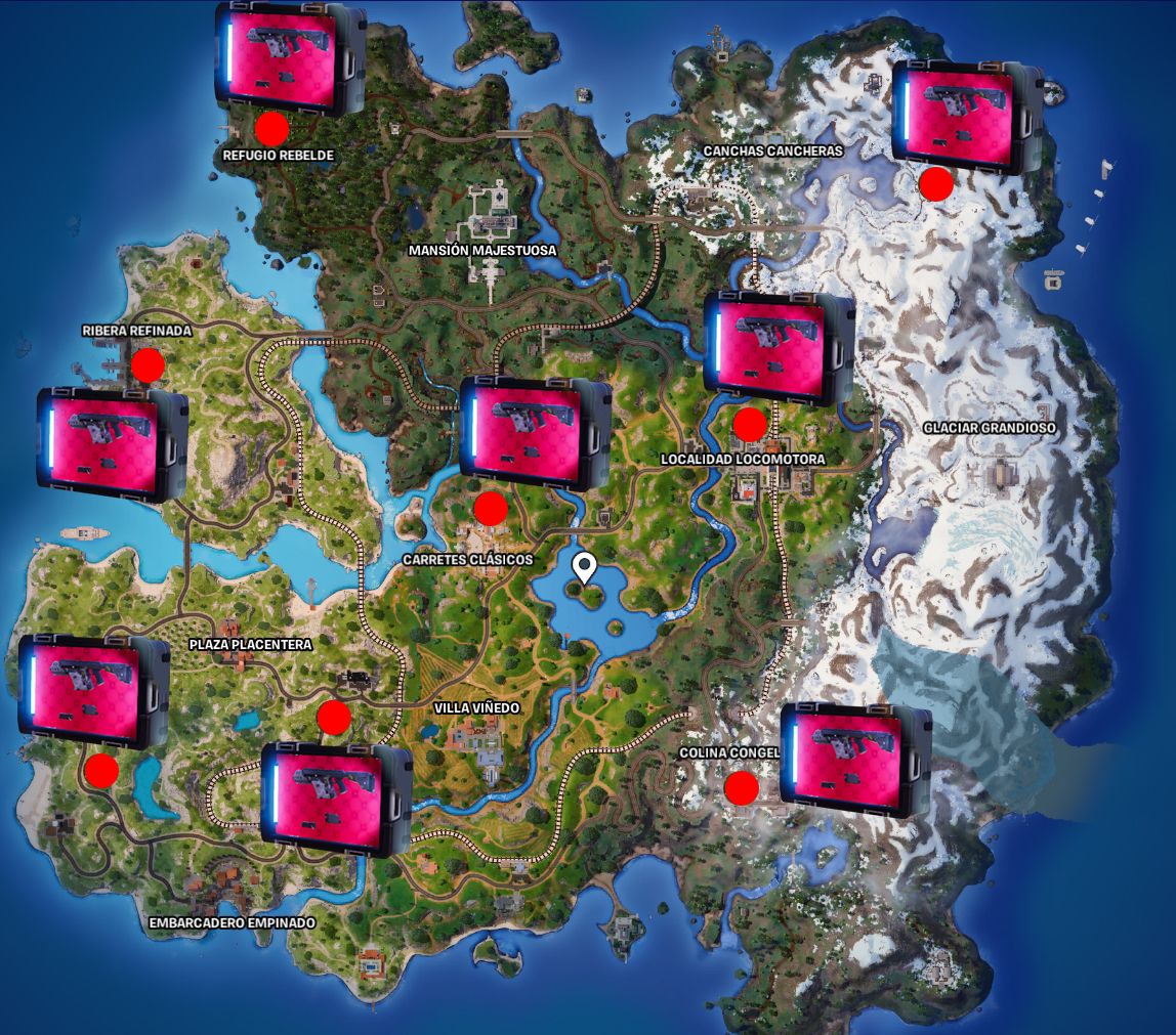 Las ubicaciones de los maletines de armas en Fortnite - Capítulo 5