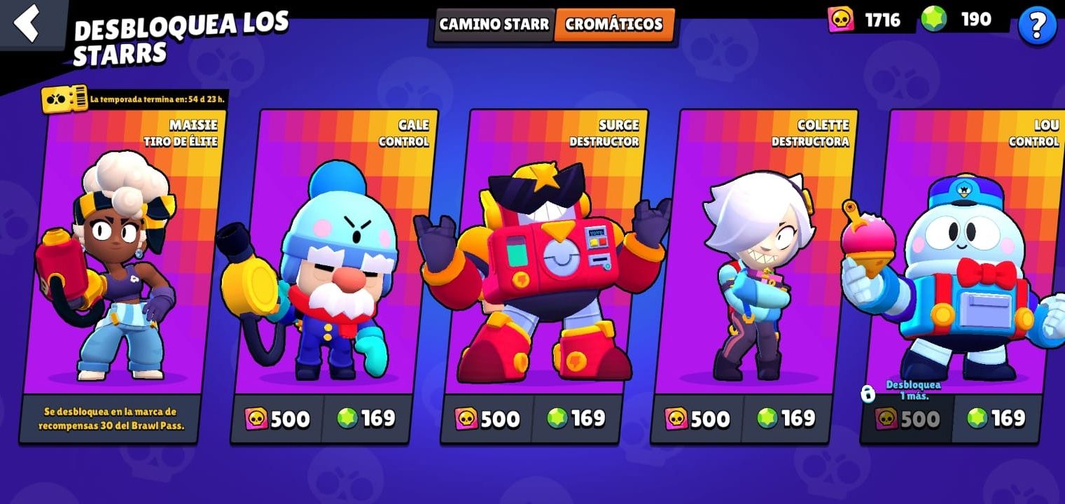 Los brawlers cromáticos de Brawl Stars