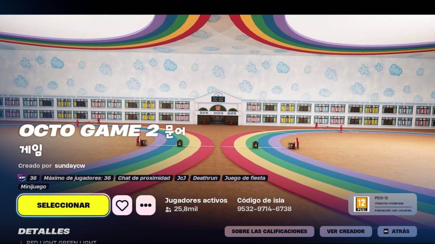 El mapa de El Juego del Calamar en Fortnite