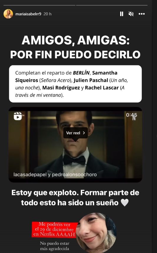  Masi celebra su aparición en Berlín, la precuela de La Casa de Papel en Netflix.