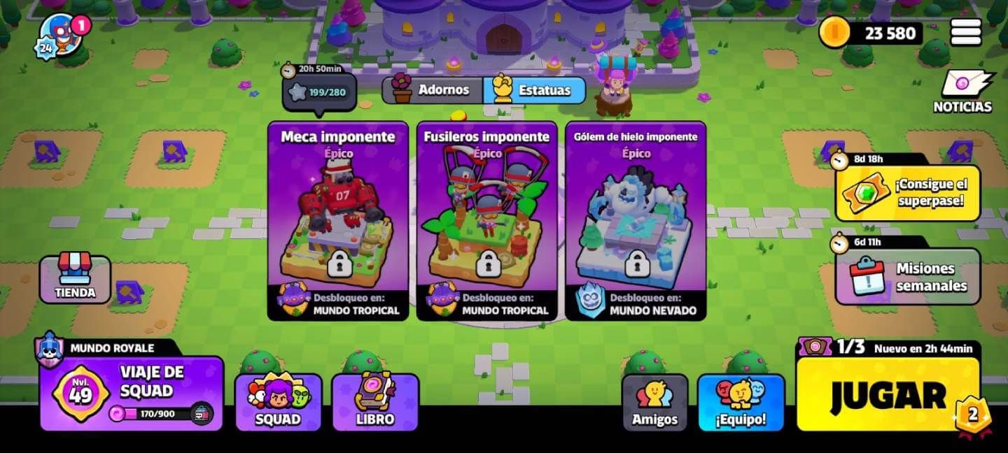  Las mejoras de la plaza en Squad Busters (adornos y estatuas)