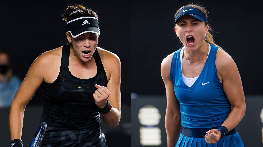  Muguruza y Badosa celebran un punto.