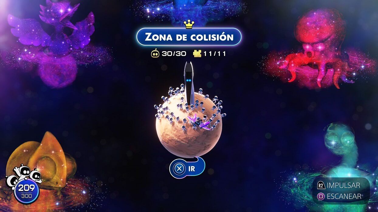  Zona de colisión, el mundo central de Astro Bot al que volver tras las misiones.