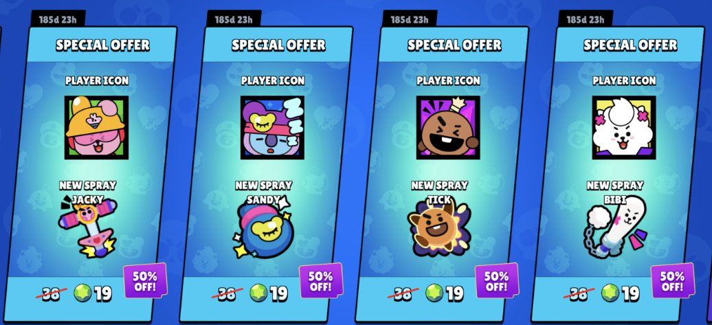 Los precios de las skins de BT21 en Brawl Stars