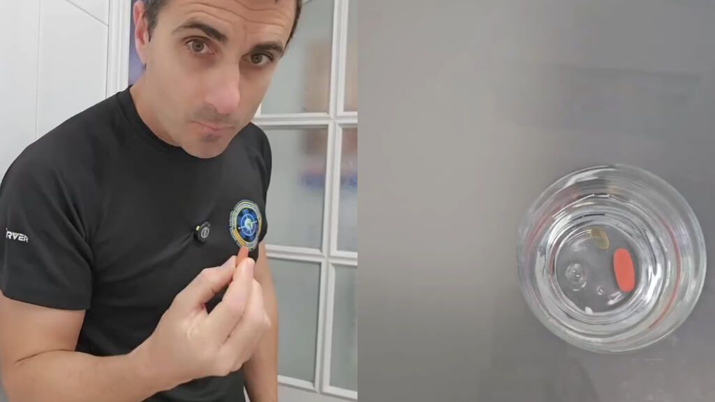 Miguel Assal explicando en redes cómo tragar una pastilla
