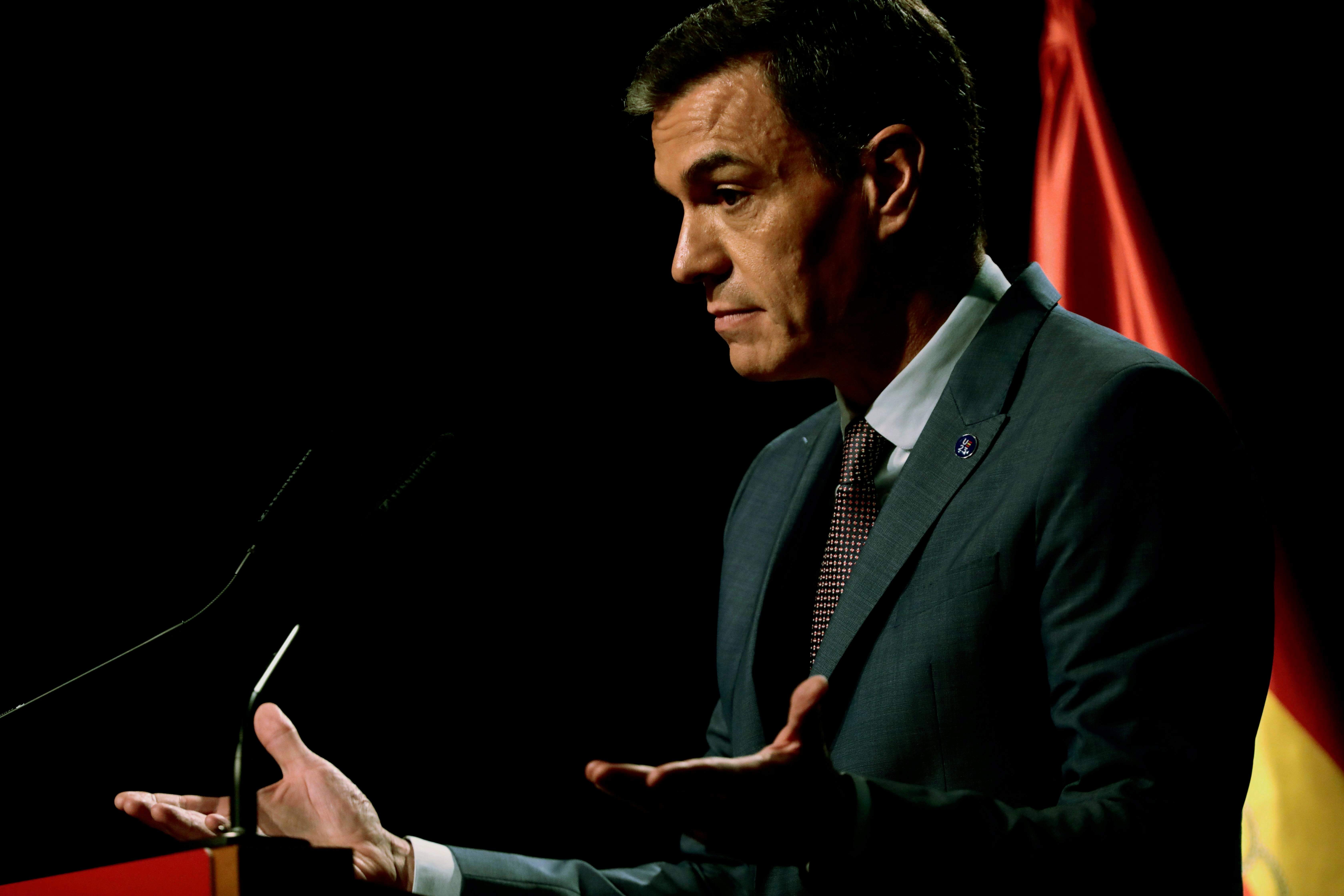  Pedro Sánchez, durante una comparecencia.