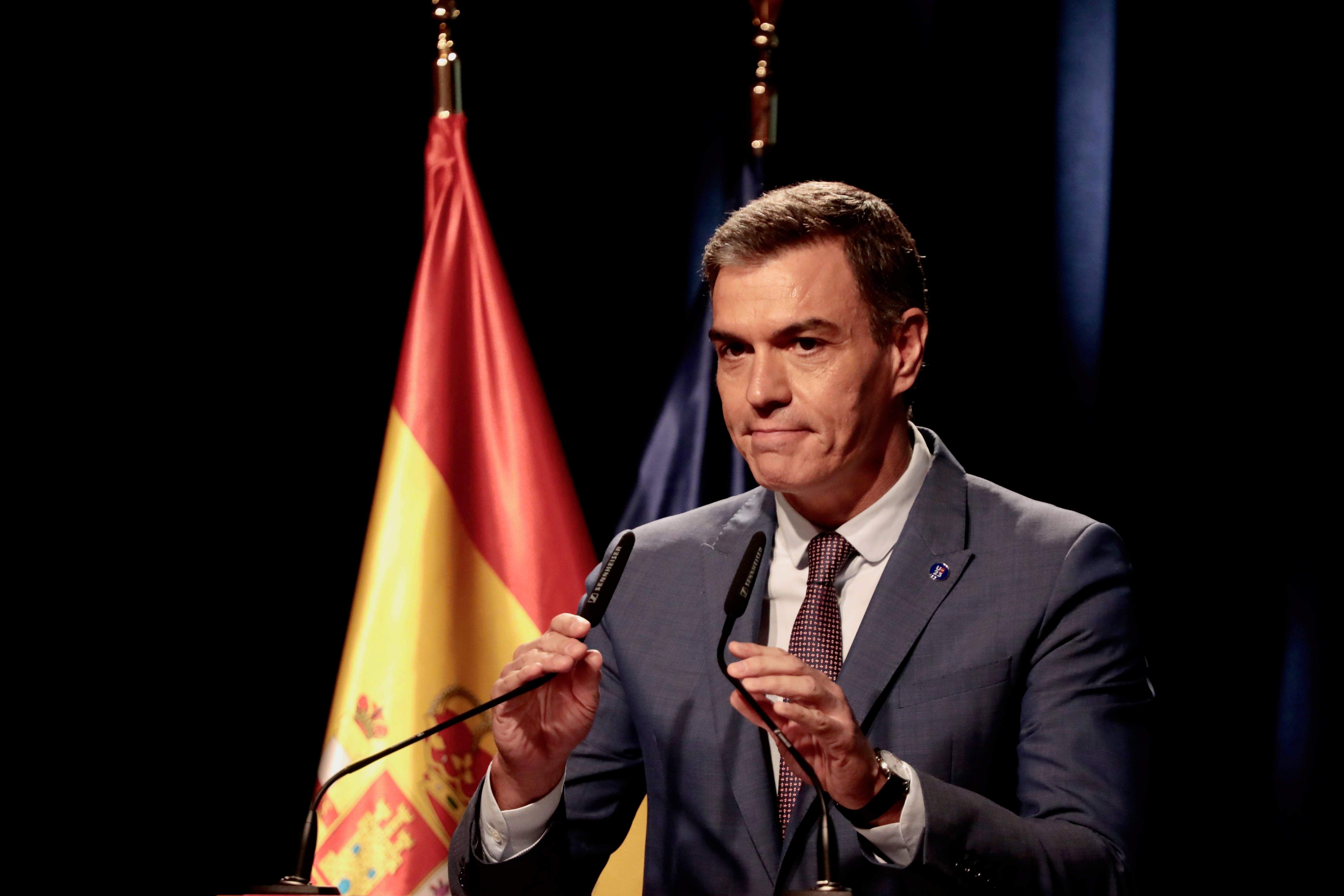  Pedro Sánchez, durante una comparecencia.