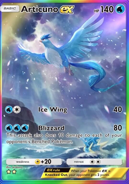  La carta de Articuno Ex, una de las más llamativas del pack inicial de Pokémon Pocket.