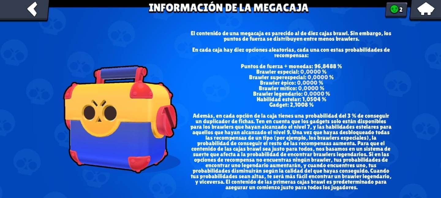  Los porcentajes de la antigua Megacaja en Brawl Stars