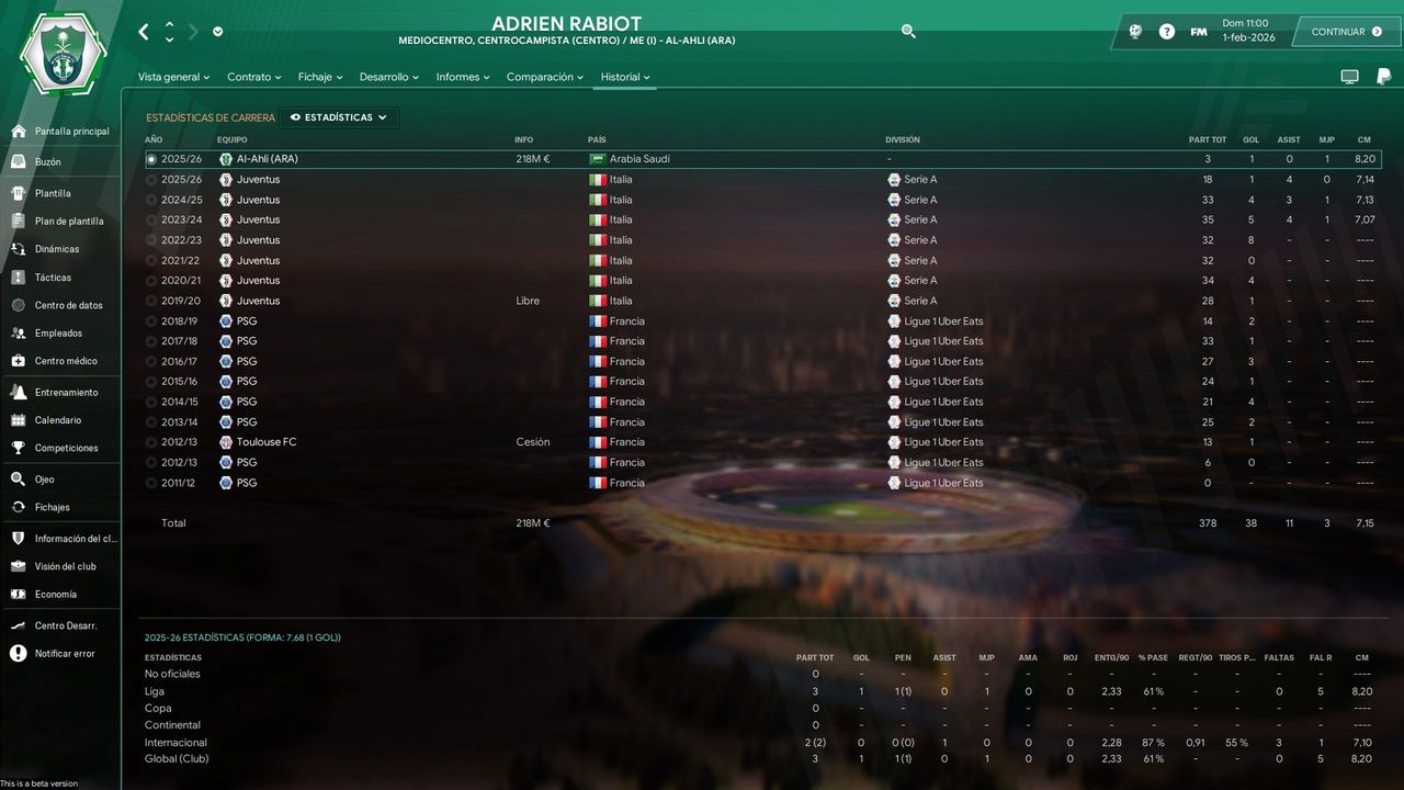  Rabiot ficha por 218 millones en el Football Manager 2024.