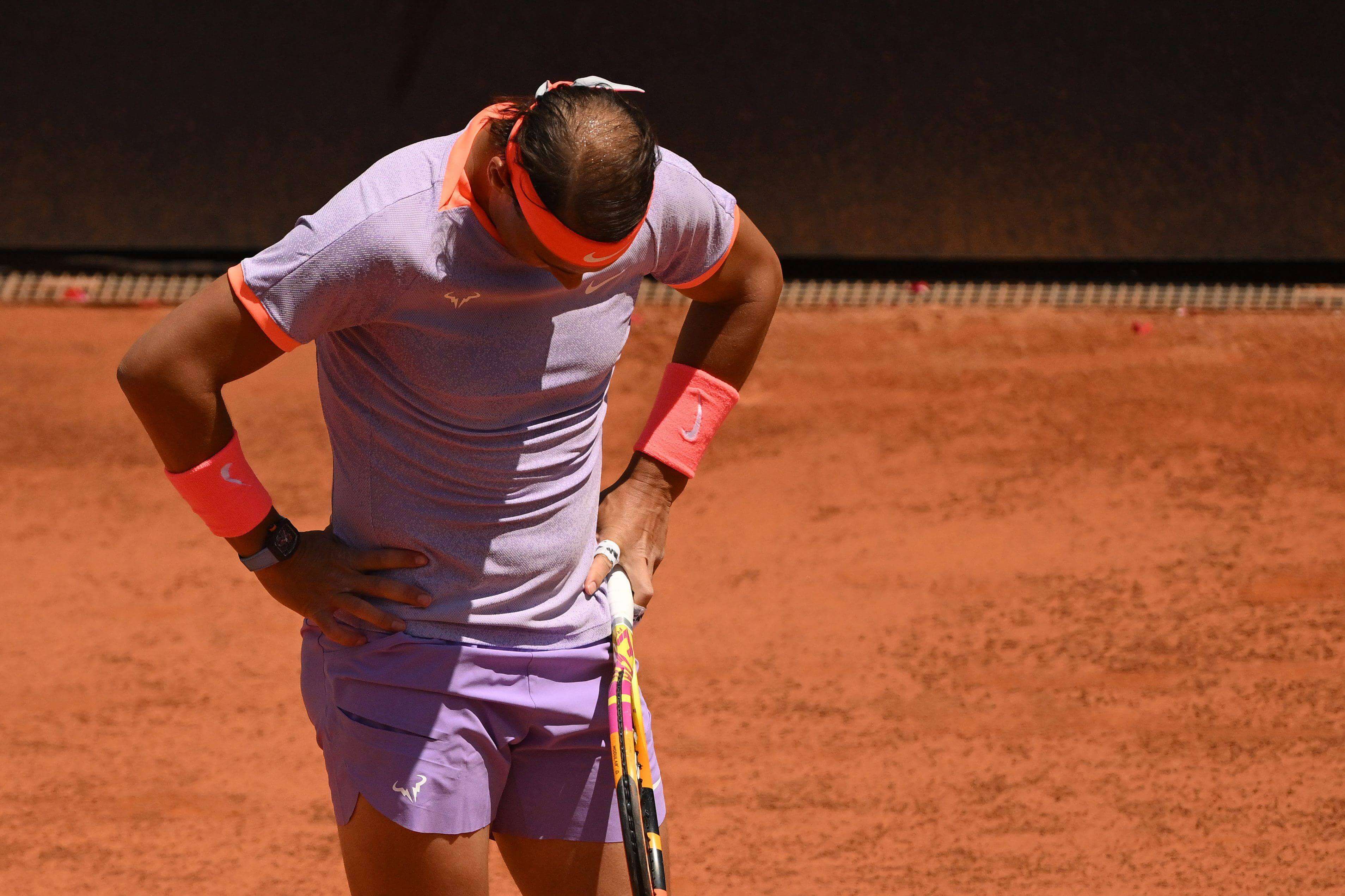  Rafa Nadal se lamenta en el Masters 1.000 de Roma.