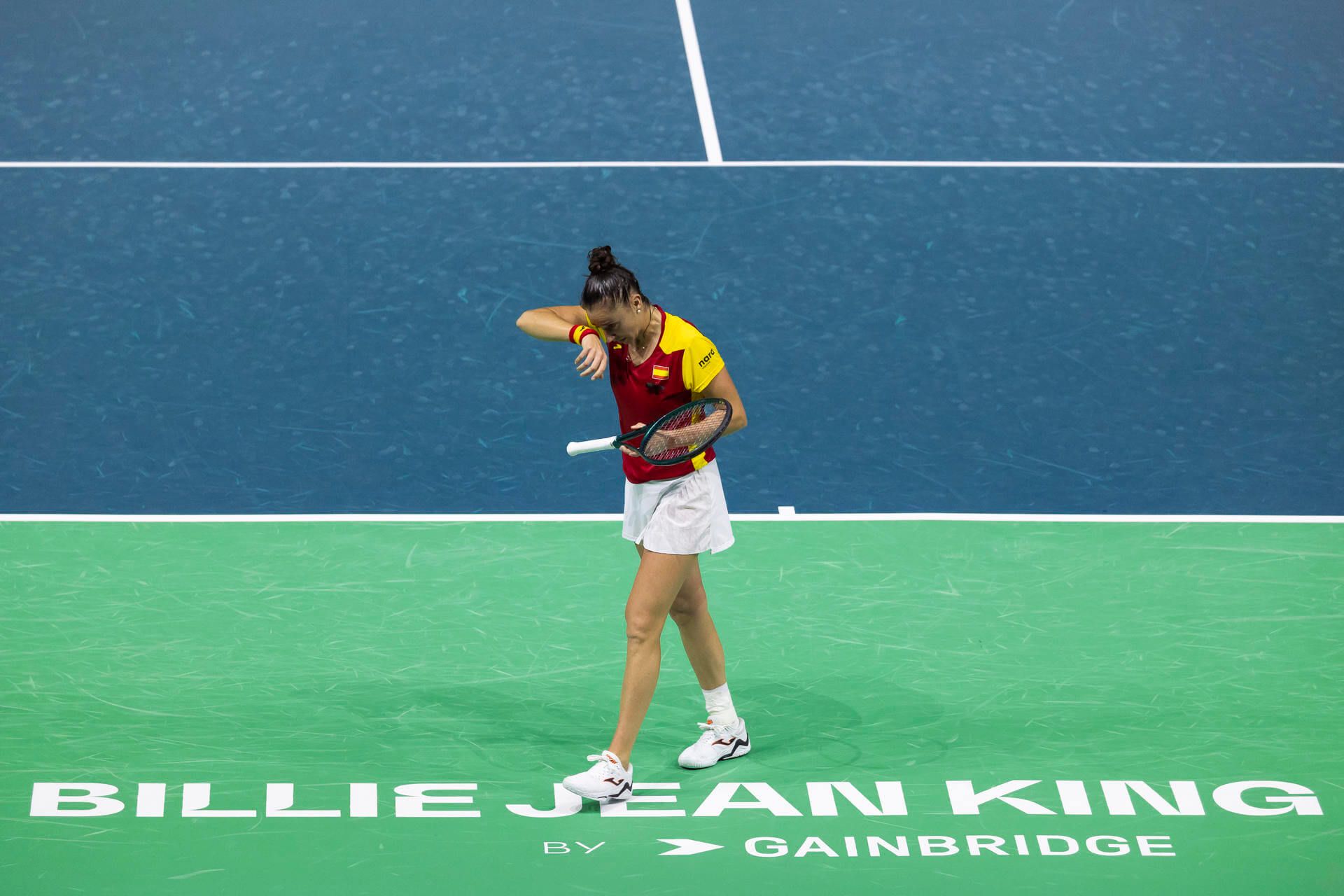  Sara Sorribes, durante el partido ante Linette en Málaga.