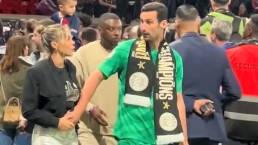  Sergio Rico y Alba Silva durante la celebración del título del PSG (Redes Sociales)