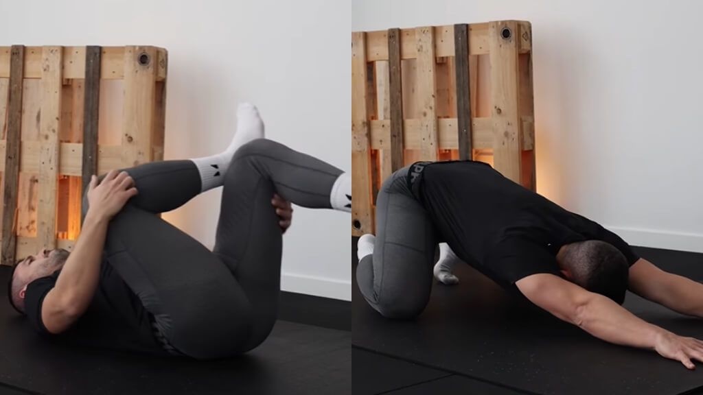  Sergio Peinado ejecutando el sexto y séptimo ejercicio de su rutina de movilidad (@sergiopeinadotr