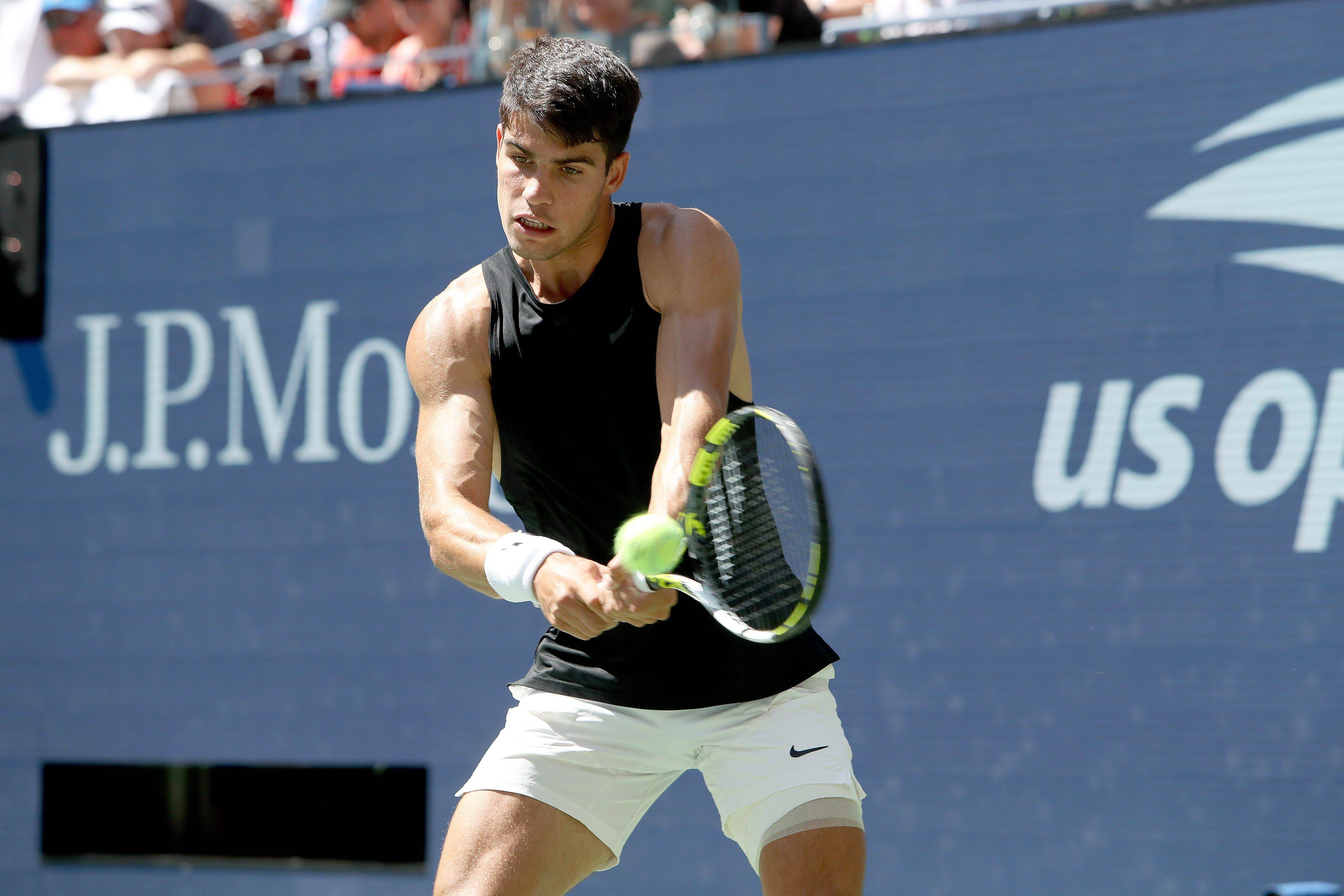  Carlos Alcaraz en un entrenamiento del US Open