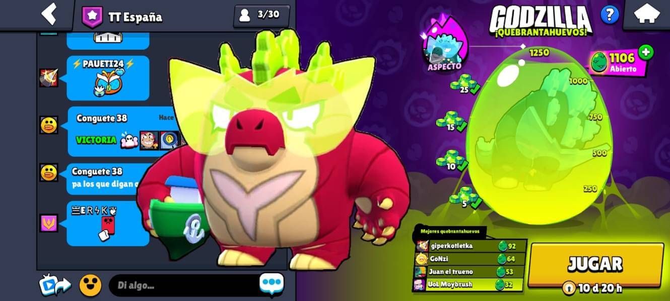  La skin de Buzz Godzilla rojo, gratis con el Huevo de Brawl Stars