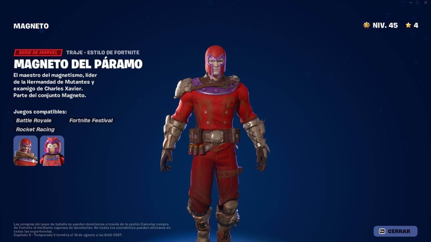 La skin de Magneto en Fortnite (Capítulo 5 - Temporada 3)