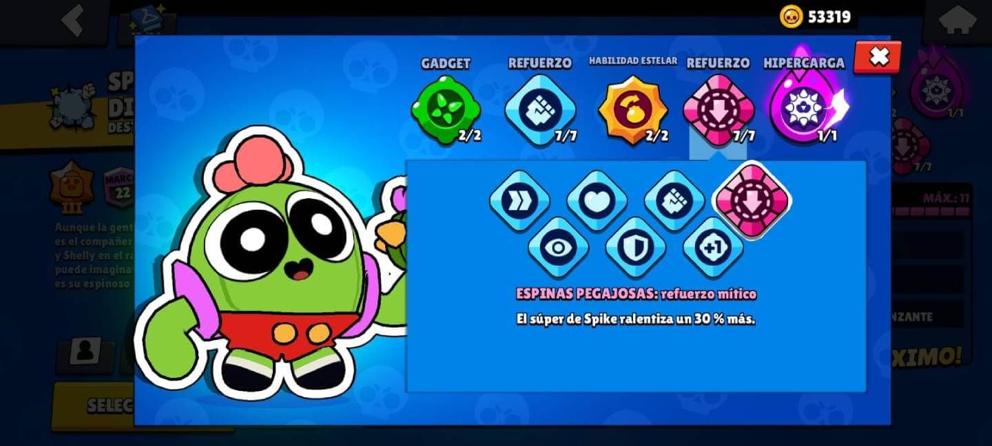  Spike en Brawl Stars con su kit al completo: Hipercarga y Refuerzo Mítico