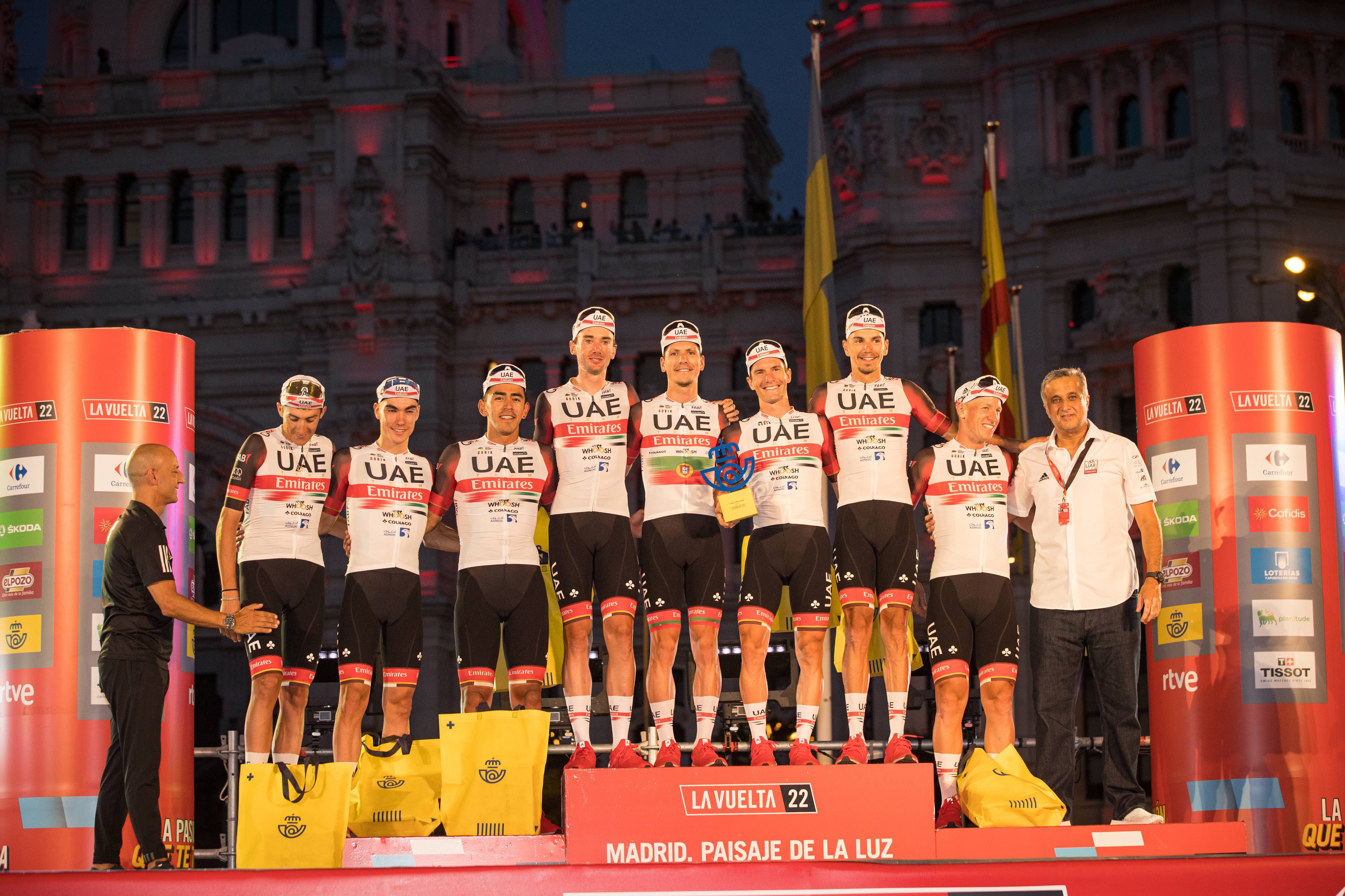  Team UAE en el podium de La Vuelta a España (Fto:Cordon Press).