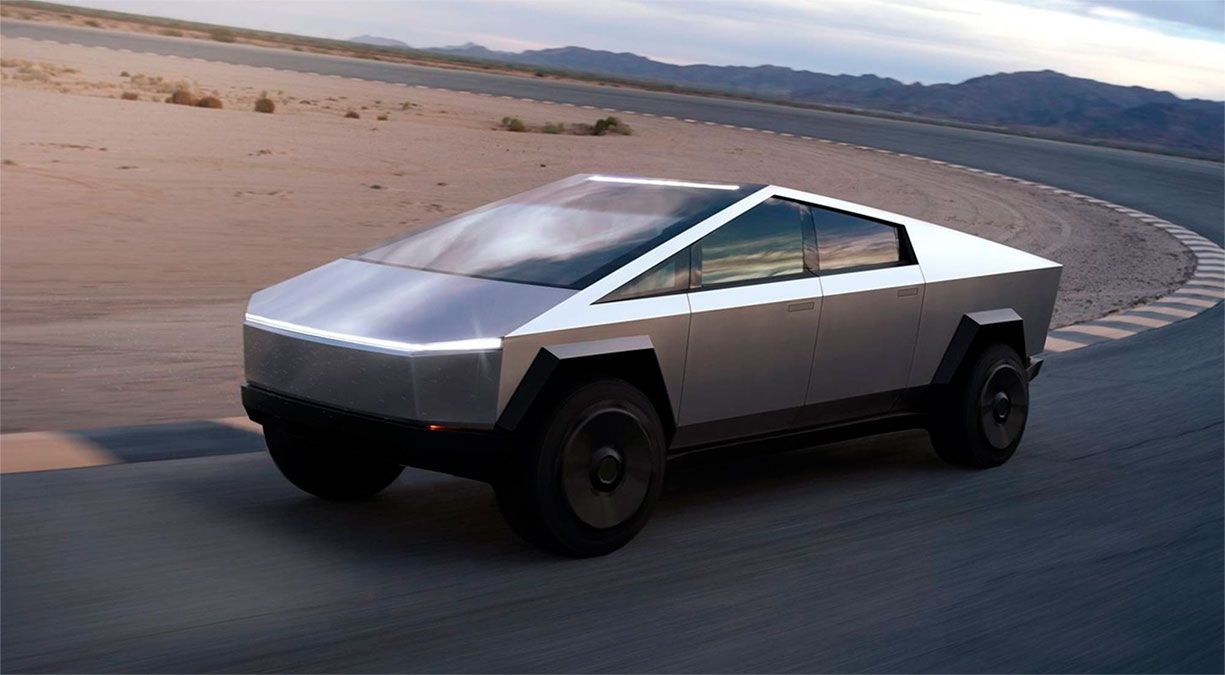 Diseño exterior del Tesla Cybertruck.