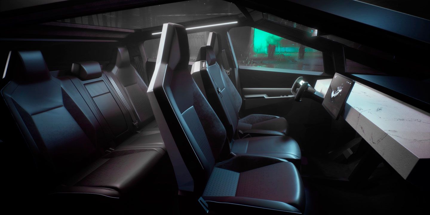 Diseño interior del Tesla Cybertruck.