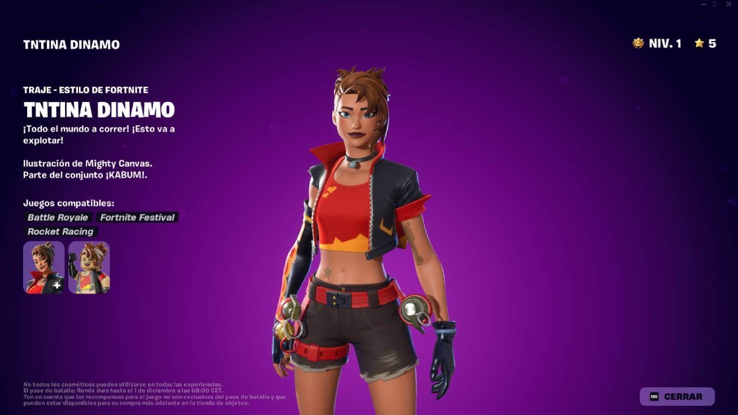  TNTina Dinamo, la skin gratis de Fortnite Remix - Capítulo 2