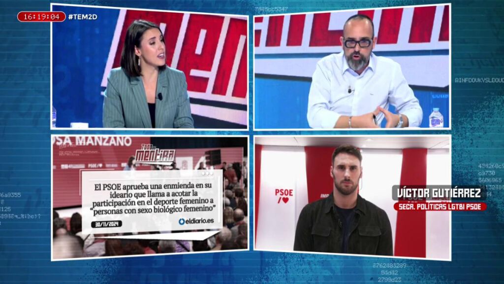  En 'Todo es mentira" debatiendo sobre la medida del PSOE sobre las deportistas trans y ángulo Q