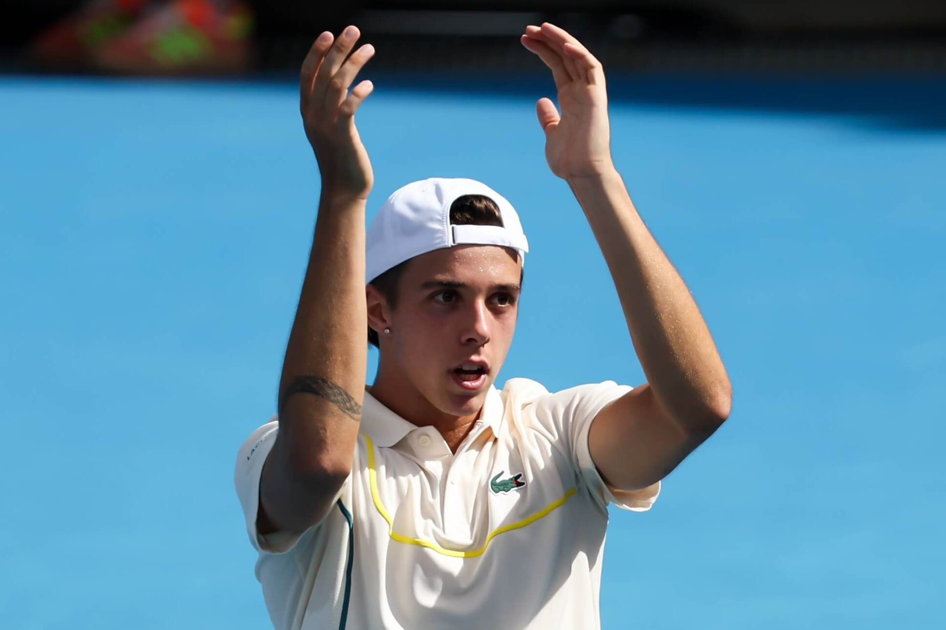  Arthur Cazaux, en un partido de tenis.